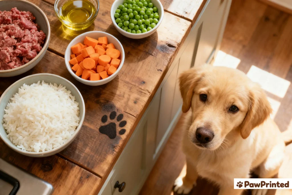 Homemade Beef & Rice Dog Food Recipe for Sensitive Stomachs