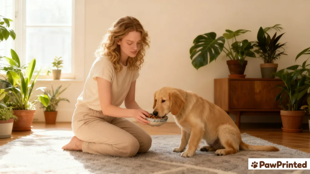 Infographic showing dog joints with food ingredients like glucosamine and fish oil for joint care.