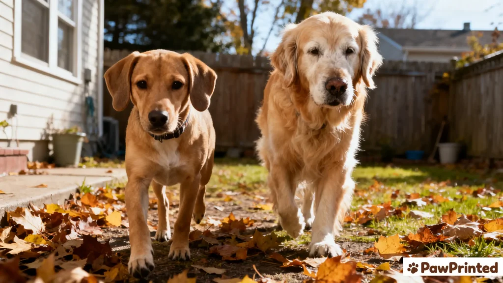 Vet examining a large breed dog’s joints during a nutrition consultation.