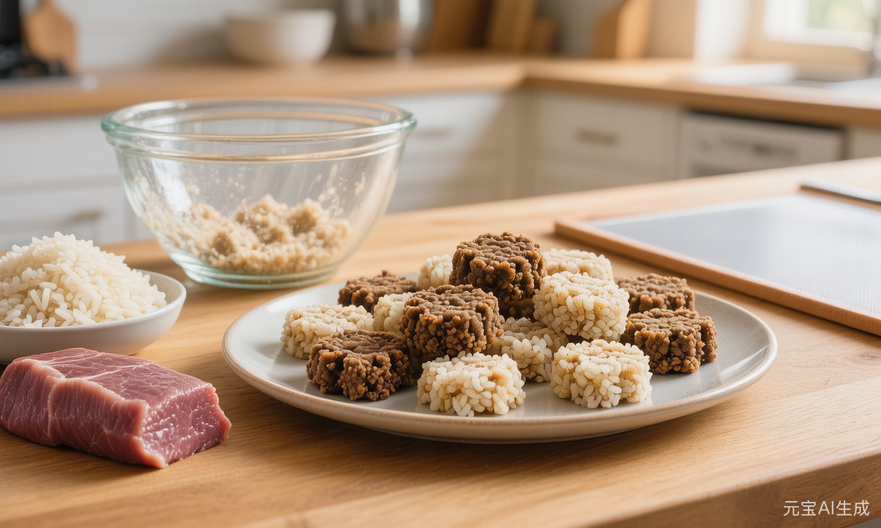 Soft duck and rice hypoallergenic dog treats cut into small training cubes