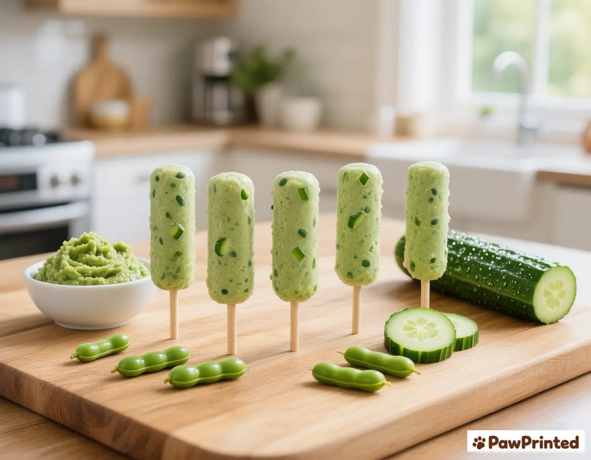 Frozen green bean and cucumber low calorie dog treats
