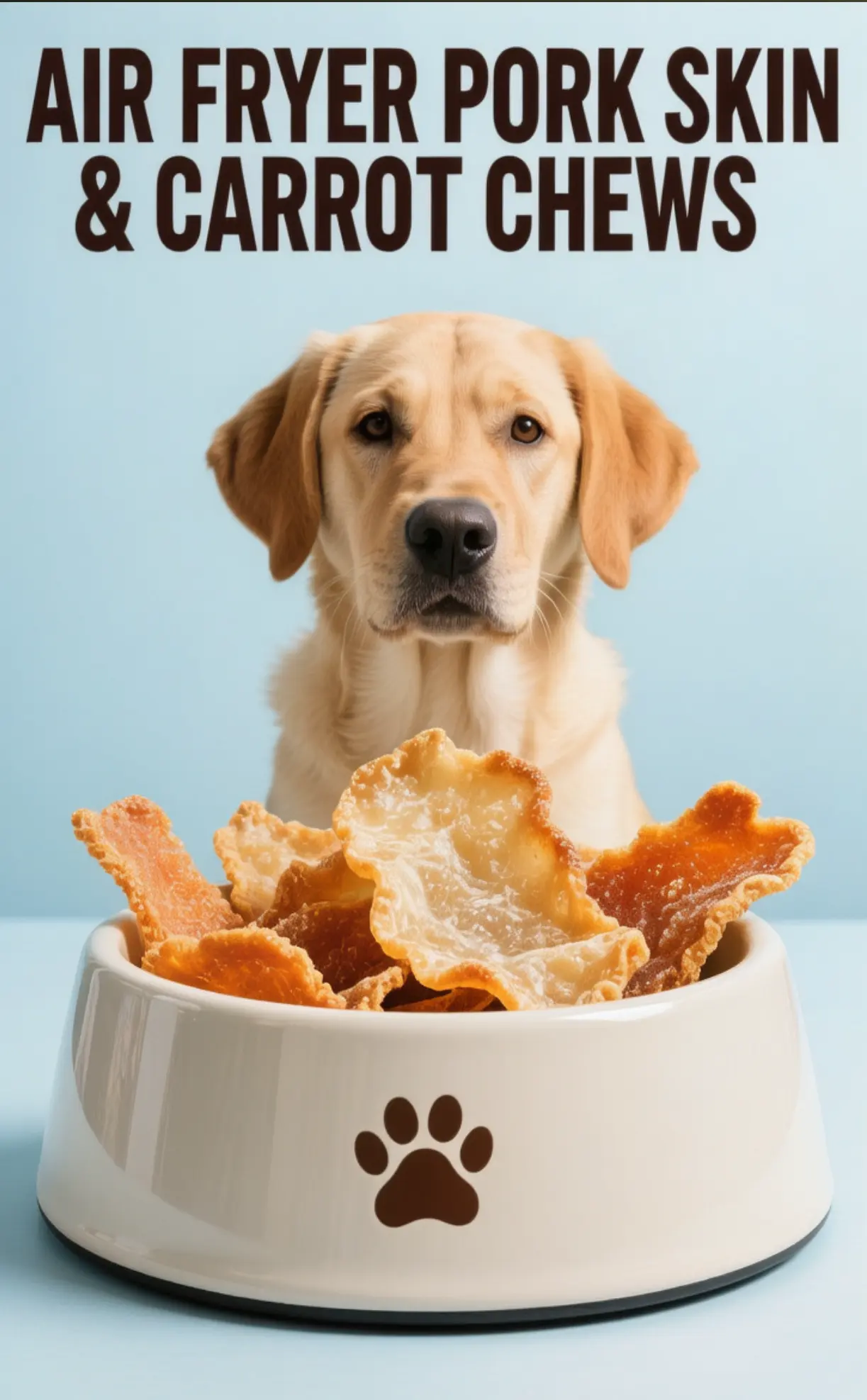 Air fryer for making crunchy pork skin and carrot chews with a crisp finish