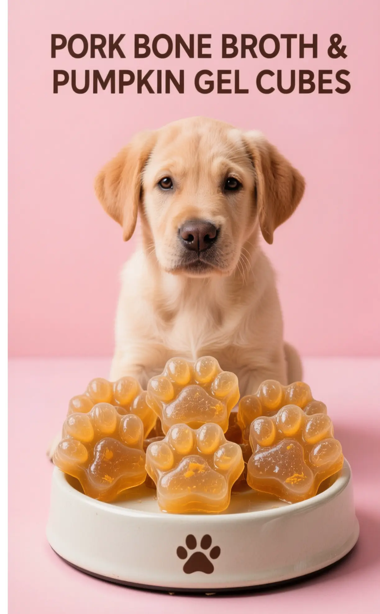 Freezer trays for portioning pork bone broth and pumpkin gel cubes into neat treat-size blocks