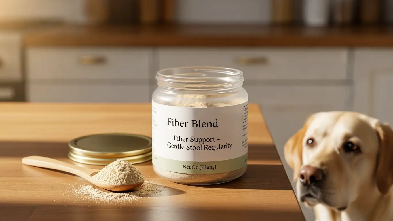 Pumpkin fiber blend for stool regularity and gut comfort in dogs