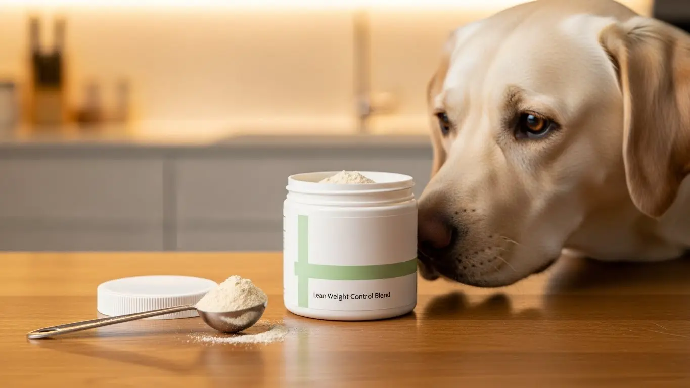 Chicken based weight management kibble and fiber support for dogs