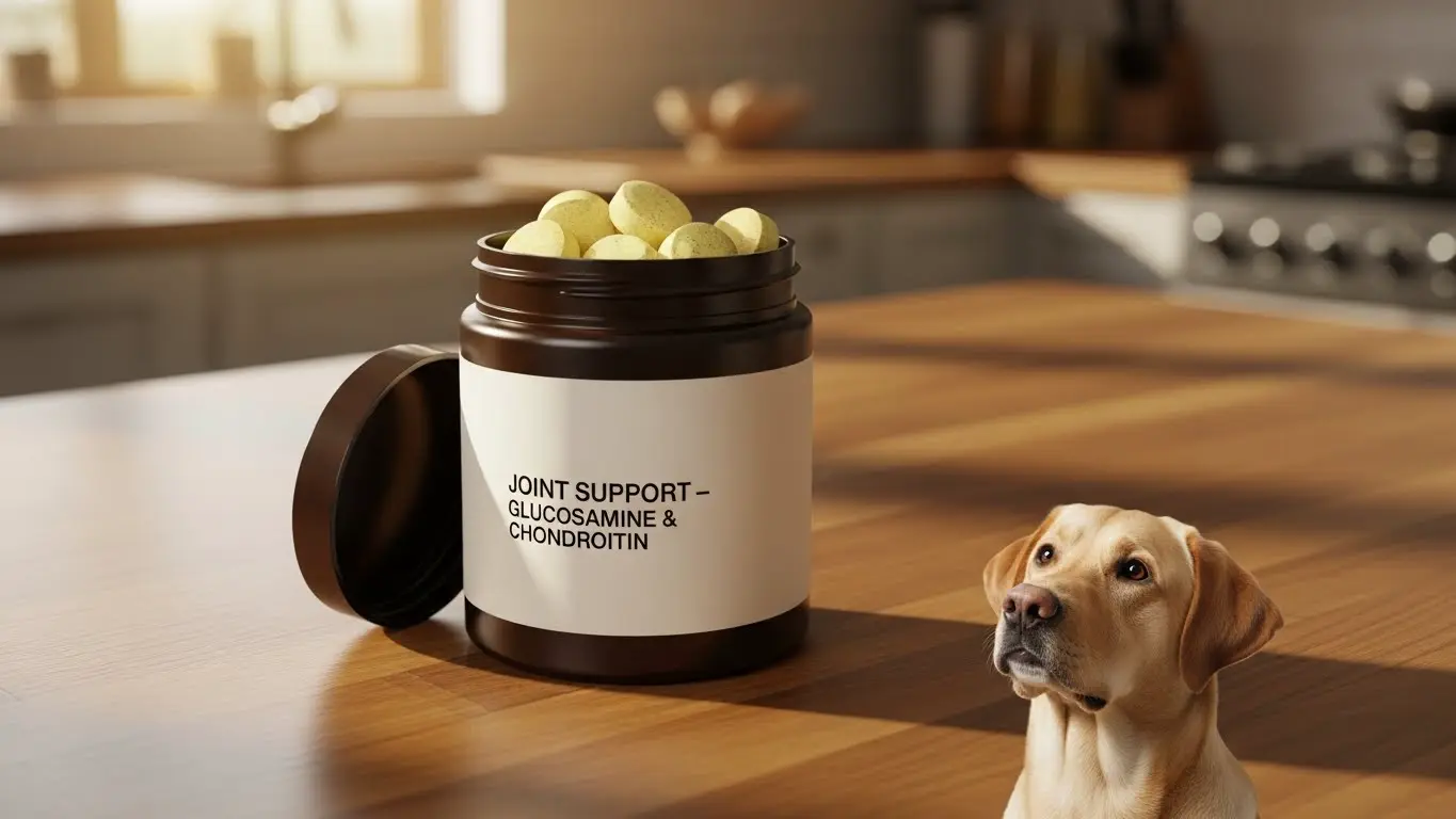 Glucosamine and chondroitin soft chews for joint comfort in senior dogs