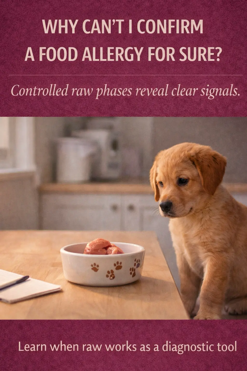 Minimal raw feeding setup used for short-term allergy observation in dogs