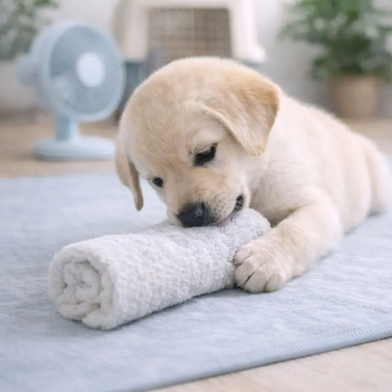 Collection of ten DIY dog enrichment toys arranged together for calm indoor play