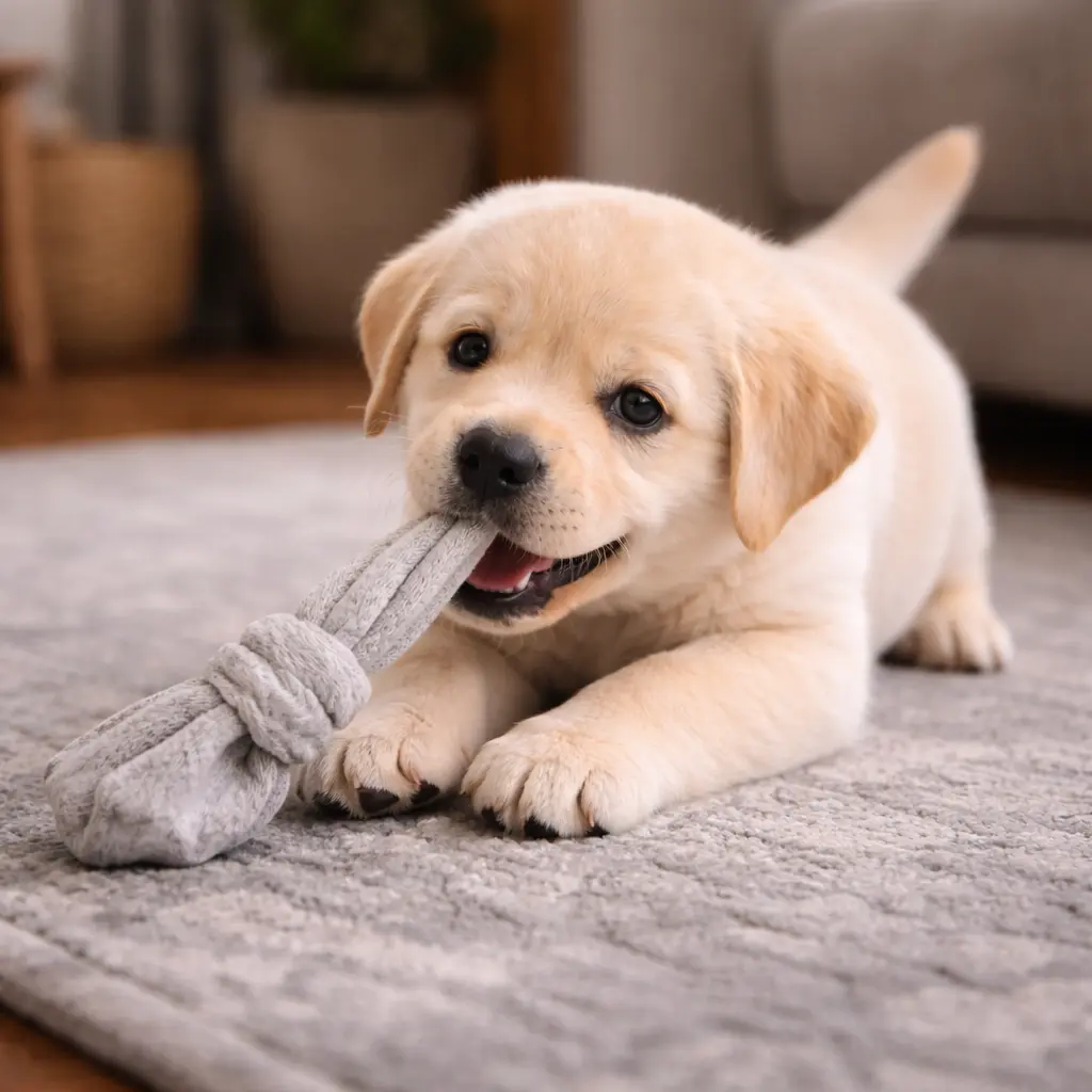 Collection of ten DIY dog enrichment toys arranged together for calm indoor play