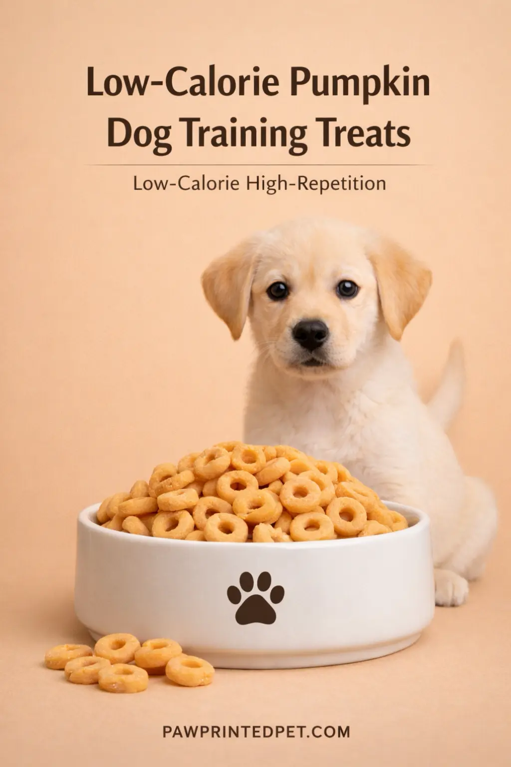 Low calorie pumpkin training treats cut into very small uniform pieces