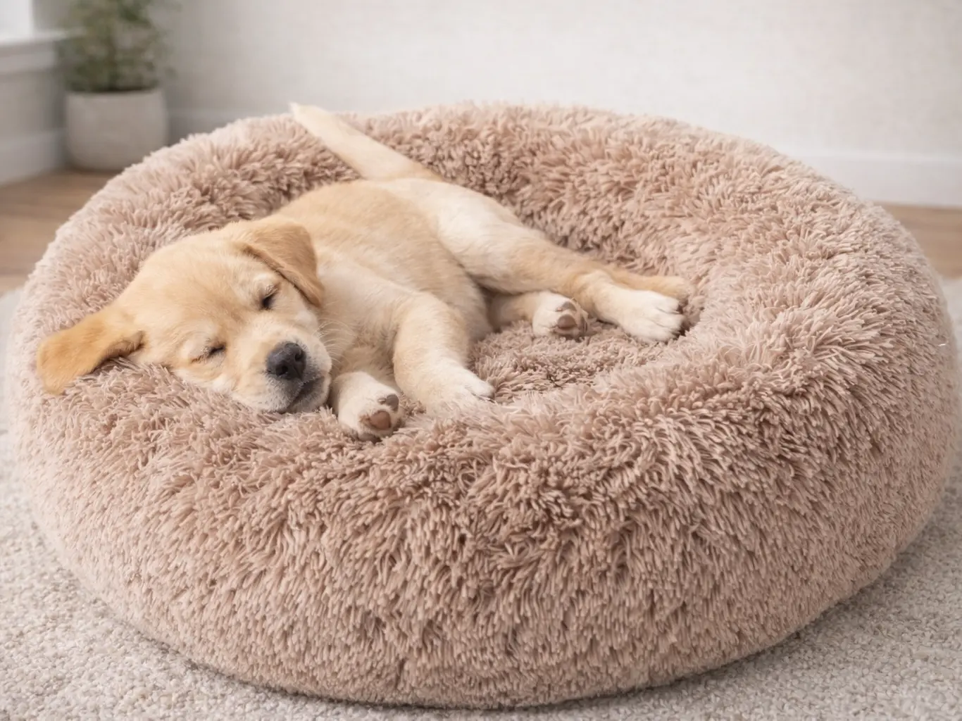 Bedsure calming dog bed with plush round shape