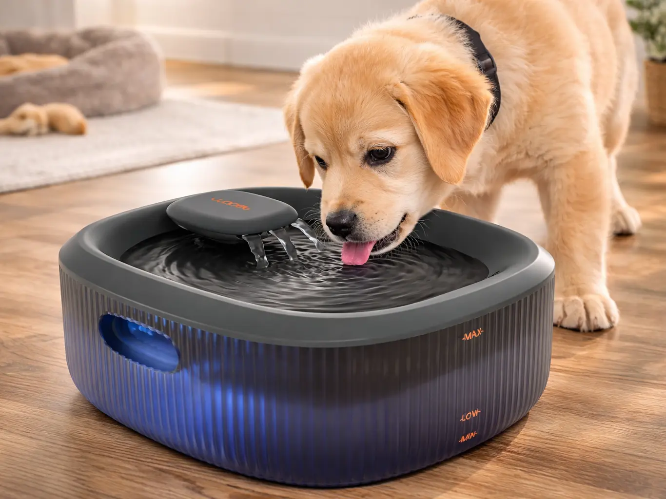 Dog water fountain with flowing water design